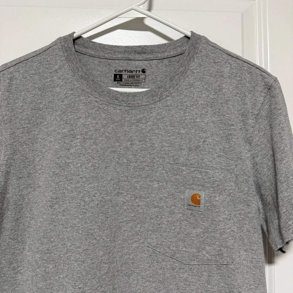Carhartt Shirt Tshirt Tee Gray Short Sleeve Pocket Loose Fit S - Picture 3 of 6